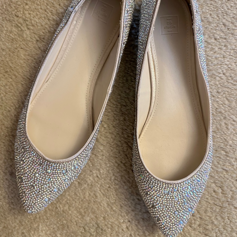 Sequin silver/pink flats